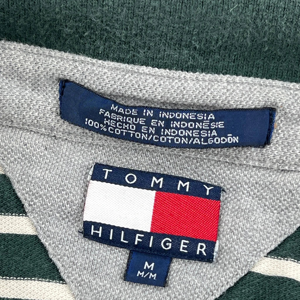 Tommy Hilfiger Striped Polo Shirt - Medium Green Cotton - Image 3