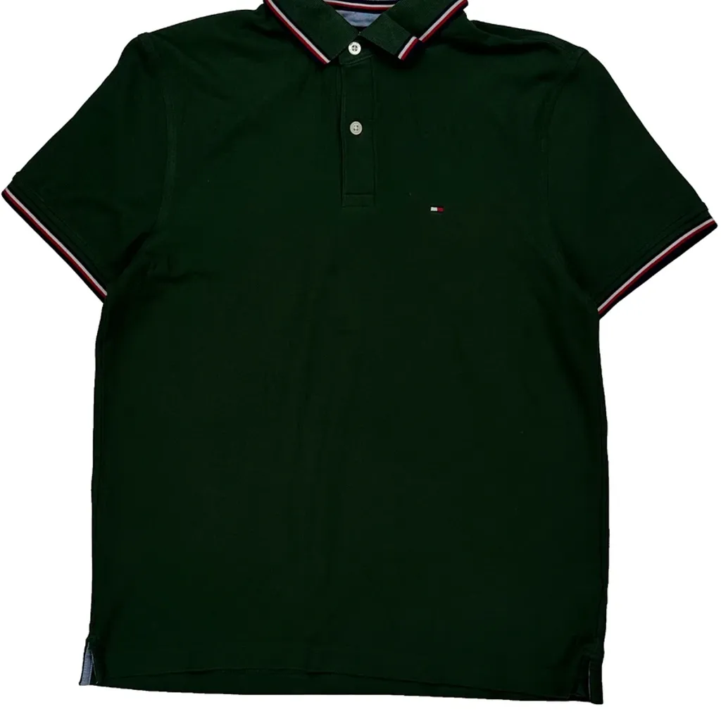 Tommy Hilfiger Polo Shirt - Medium Green Cotton - Image 4