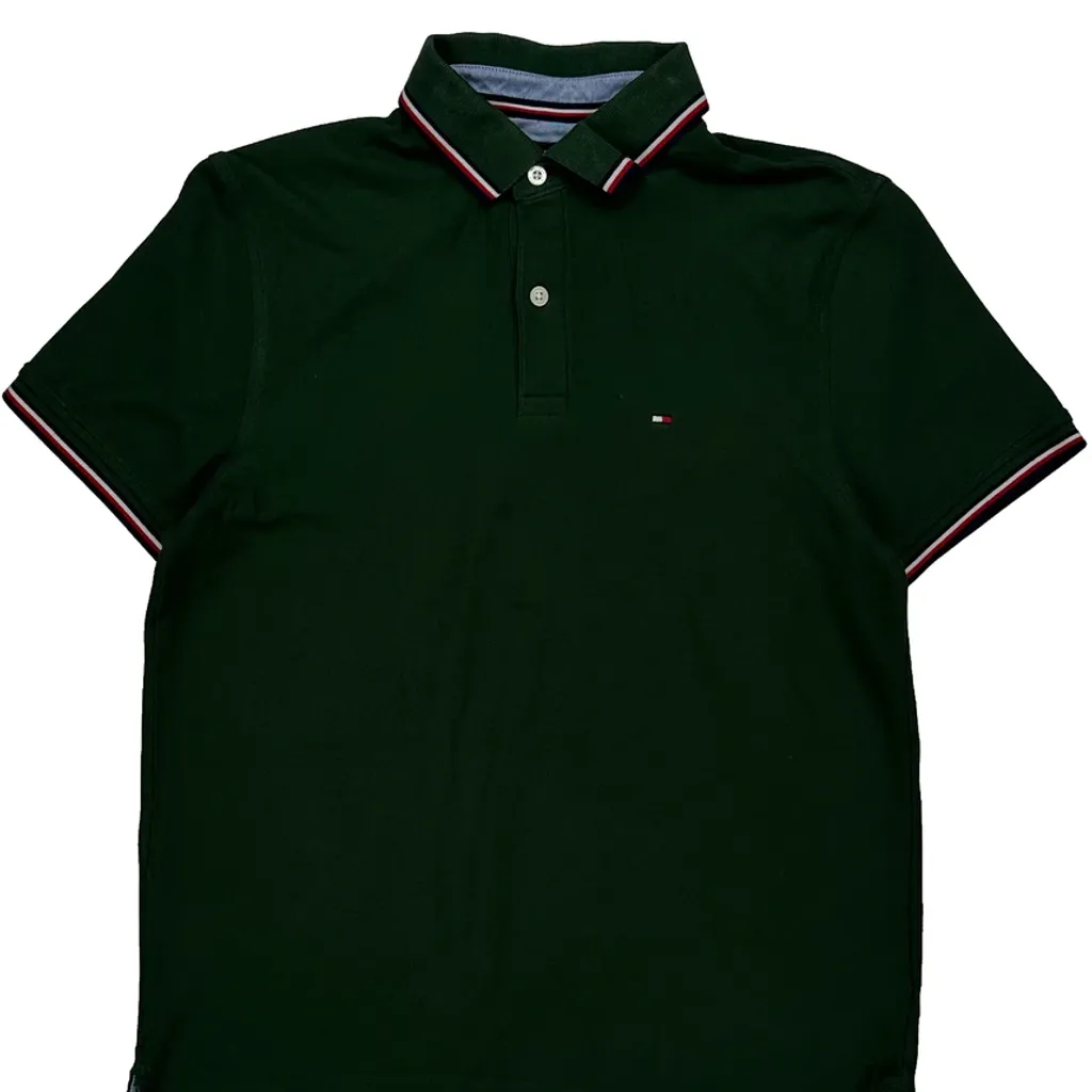 Tommy Hilfiger Polo Shirt - Medium Green Cotton - Image 5