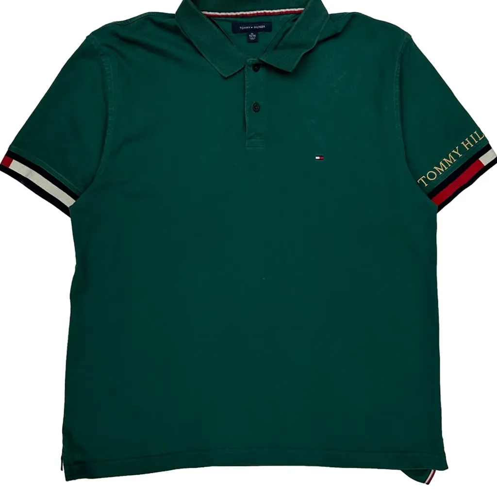 Tommy Hilfiger Polo Shirt - XL Green Cotton - Image 4