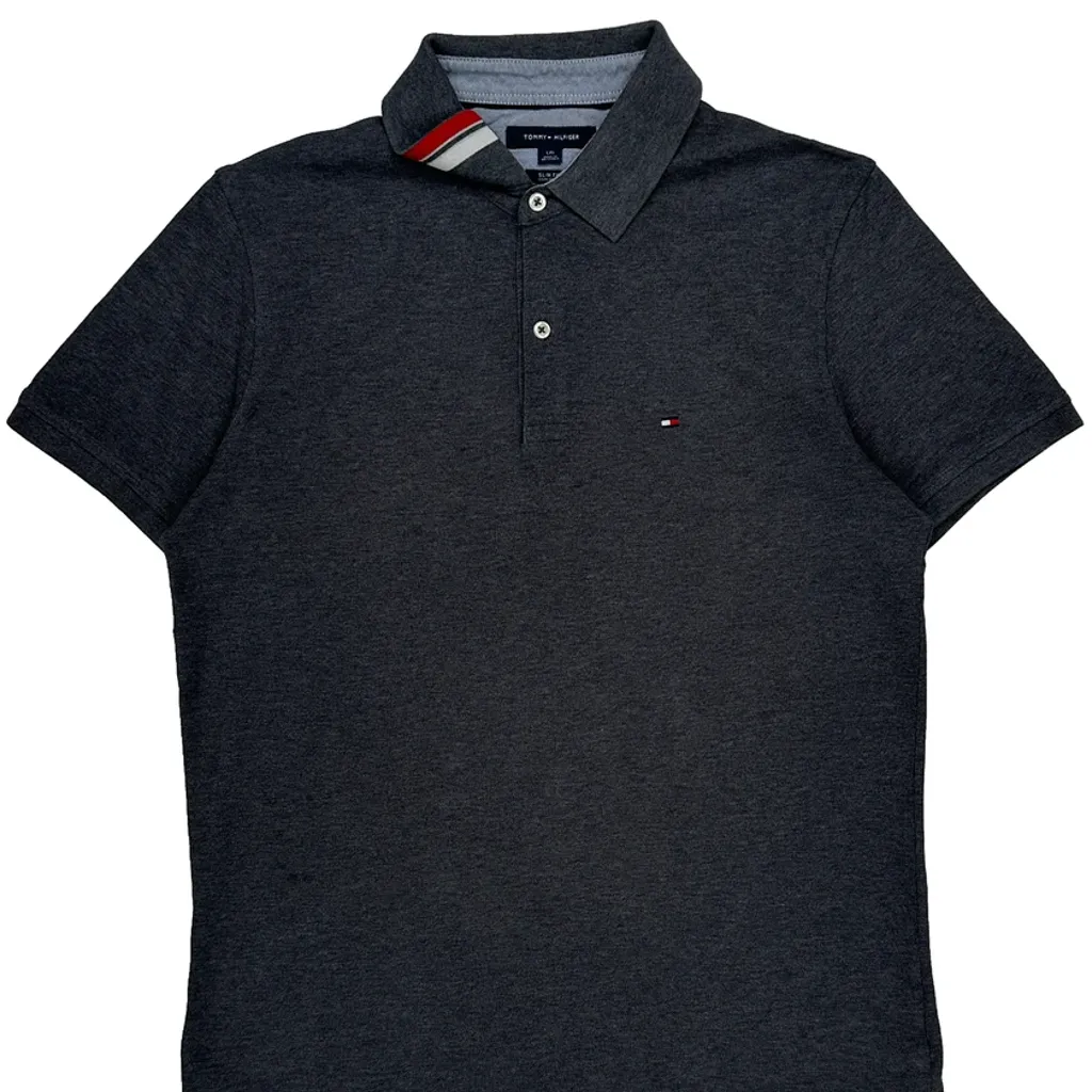 Tommy Hilfiger Slim Fit Polo Shirt - Large Grey Cotton - Image 5