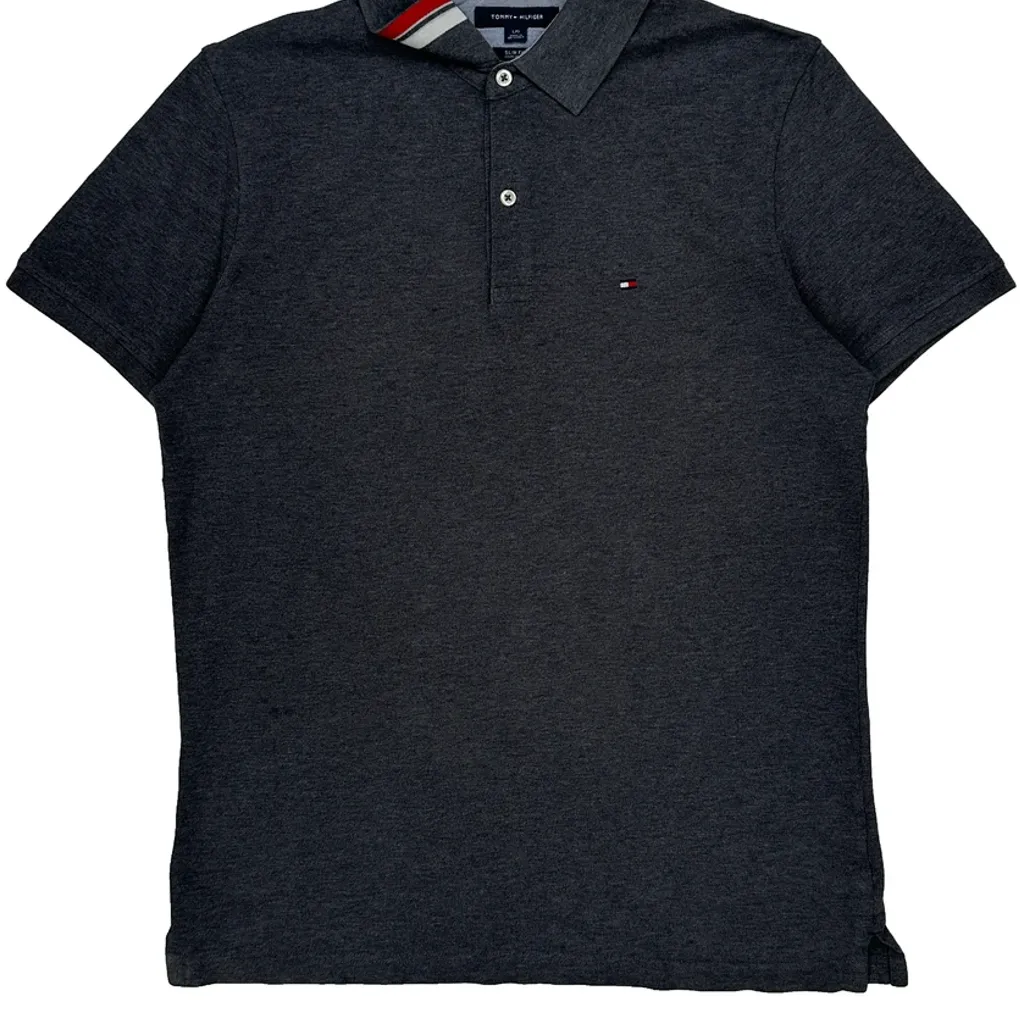 Tommy Hilfiger Slim Fit Polo Shirt - Large Grey Cotton - Image 6