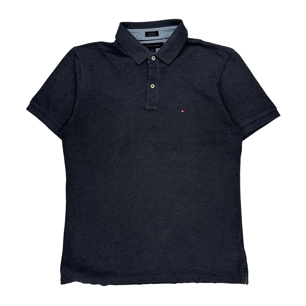 Tommy Hilfiger Polo Shirt - Large Grey Cotton