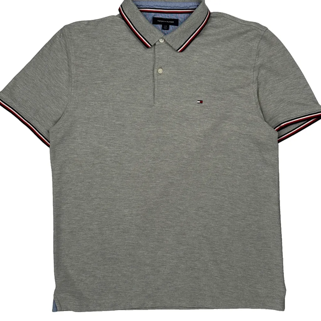 Tommy Hilfiger Striped Polo Shirt - Large Grey Cotton - Image 5