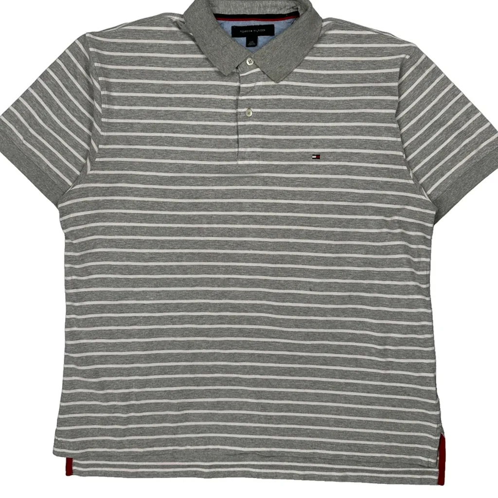 Tommy Hilfiger Striped Polo Shirt - Large Grey Cotton - Image 4