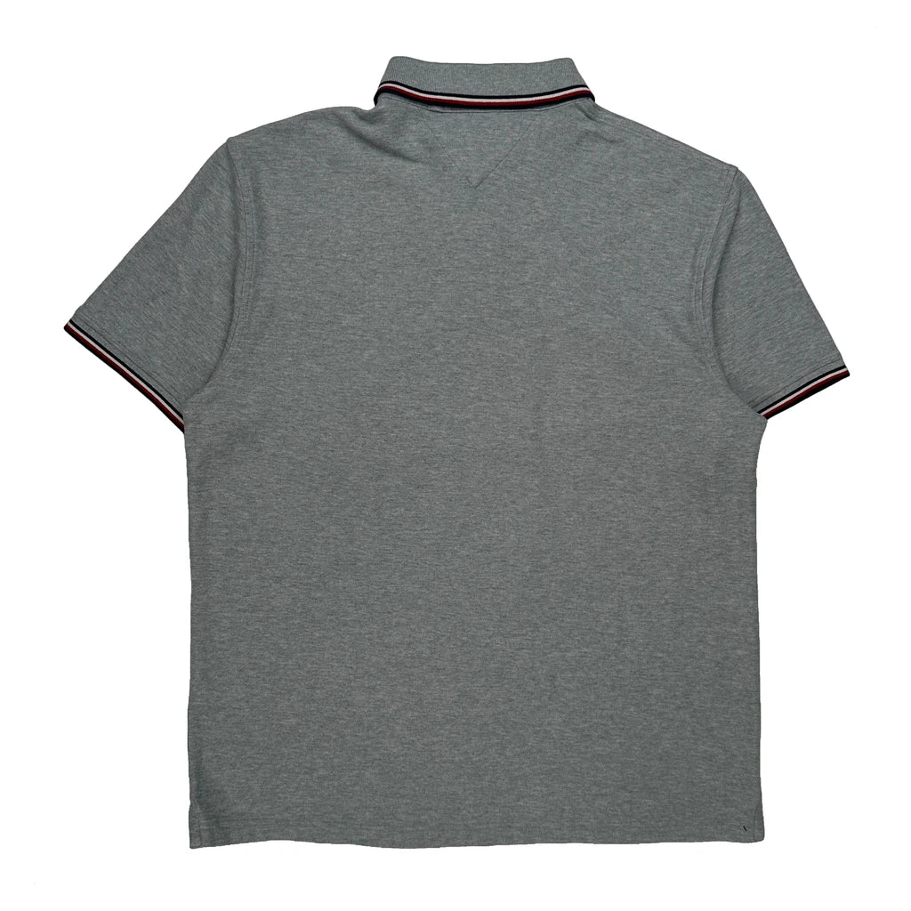Tommy Hilfiger Striped Polo Shirt - XL Grey Cotton - Image 2