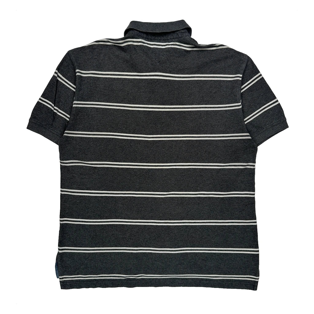 Tommy Hilfiger Striped Polo Shirt - XL Grey Cotton - Image 2