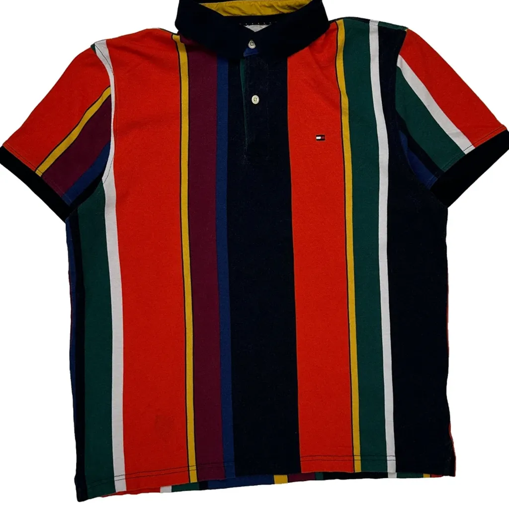 Tommy Hilfiger Striped Polo Shirt - Medium Multicoloured Cotton - Image 4