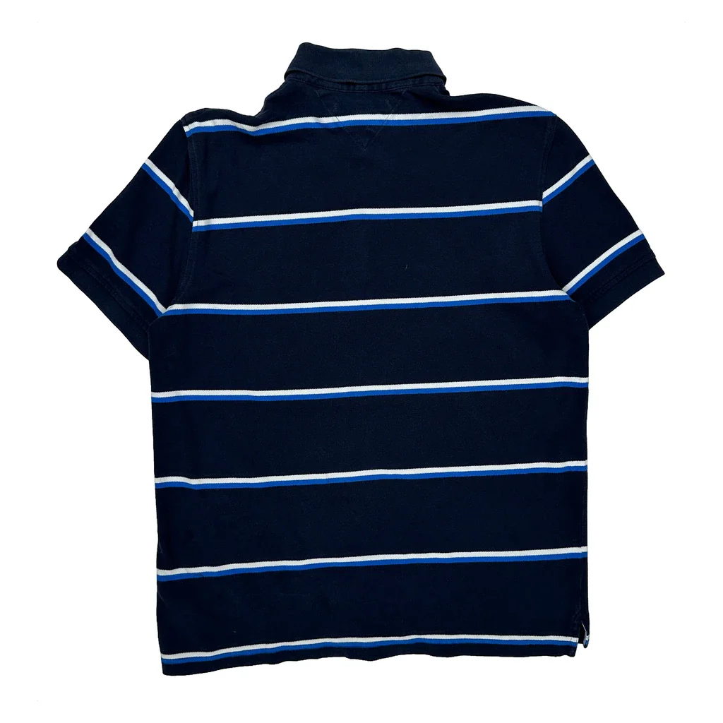 Tommy Hilfiger Striped Polo Shirt - Large Navy Cotton - Image 2