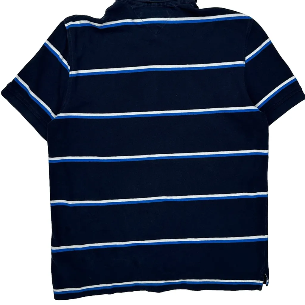 Tommy Hilfiger Striped Polo Shirt - Large Navy Cotton - Image 7