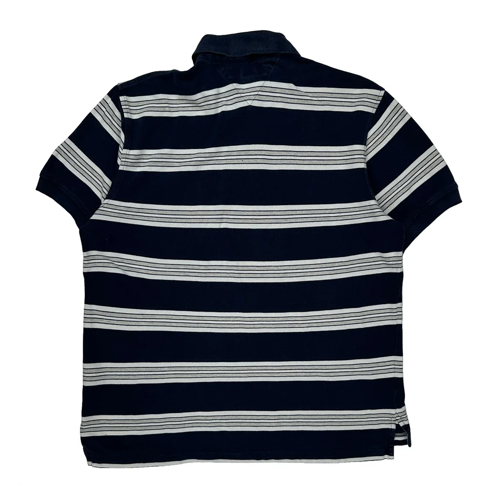 Tommy Hilfiger Striped Polo Shirt - Large Navy Cotton - Image 2