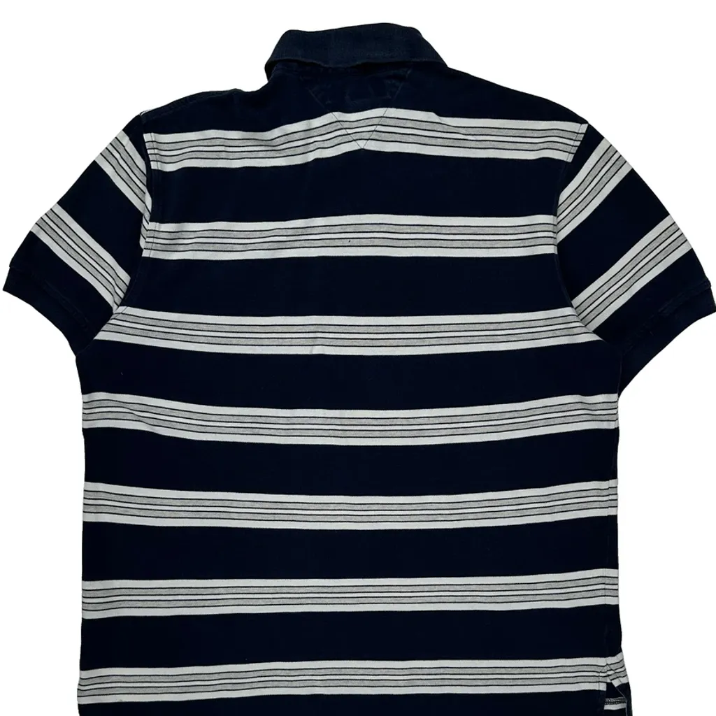 Tommy Hilfiger Striped Polo Shirt - Large Navy Cotton - Image 6