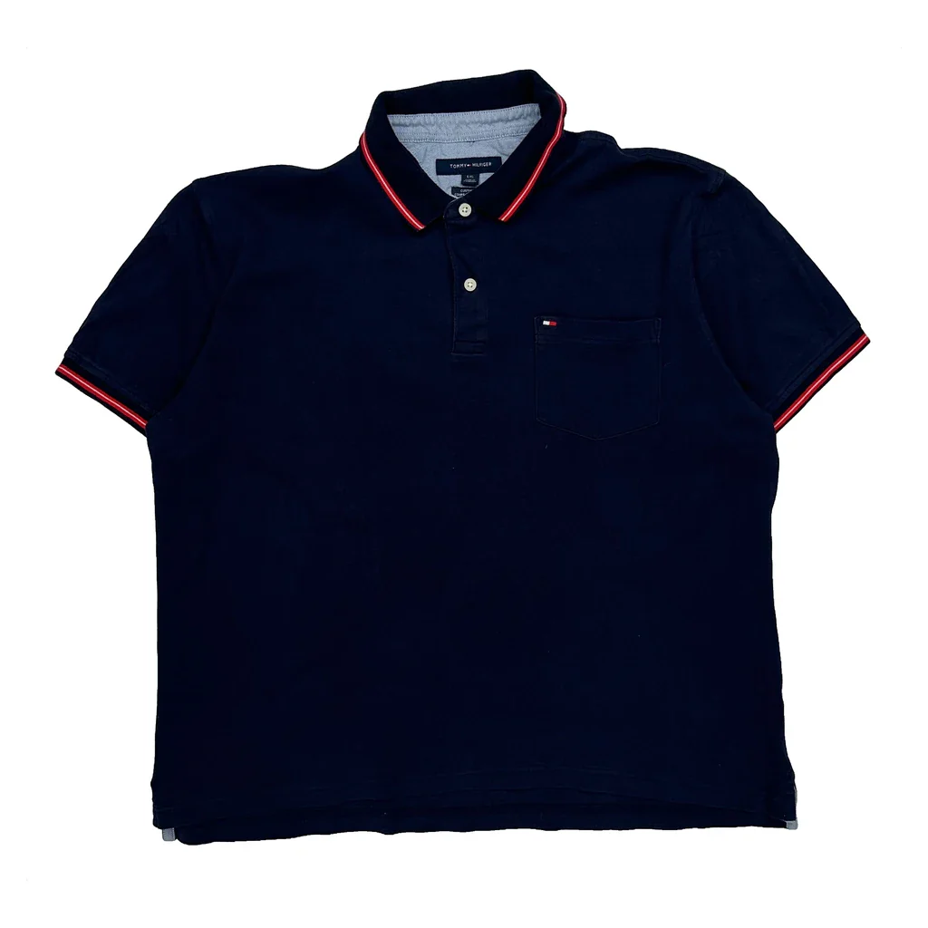 Tommy Hilfiger Polo Shirt - Large Navy Cotton