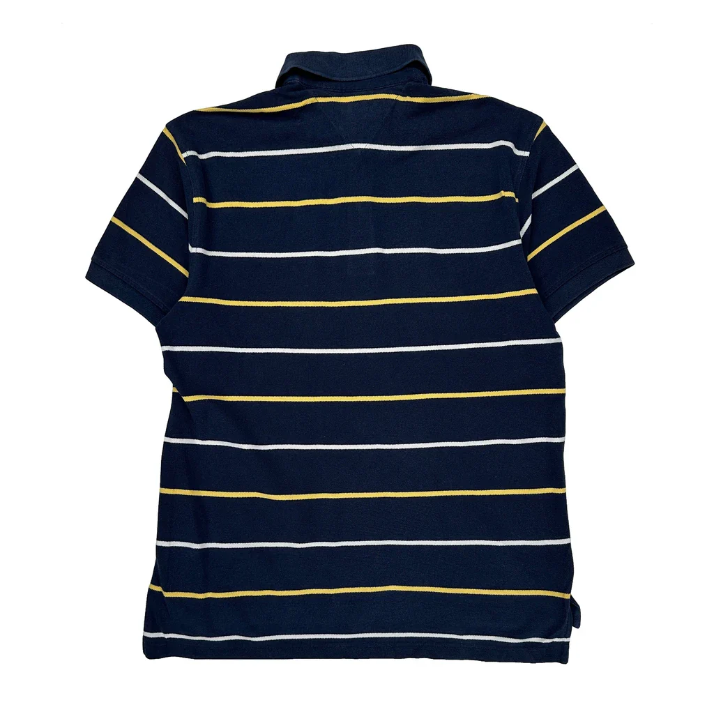 Tommy Hilfiger Striped Polo Shirt - Large Navy Cotton - Image 2