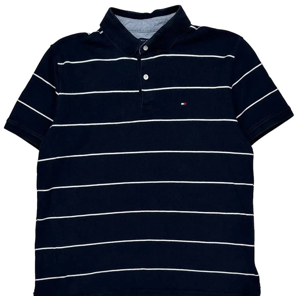 Tommy Hilfiger Striped Polo Shirt - Large Navy Cotton - Image 4