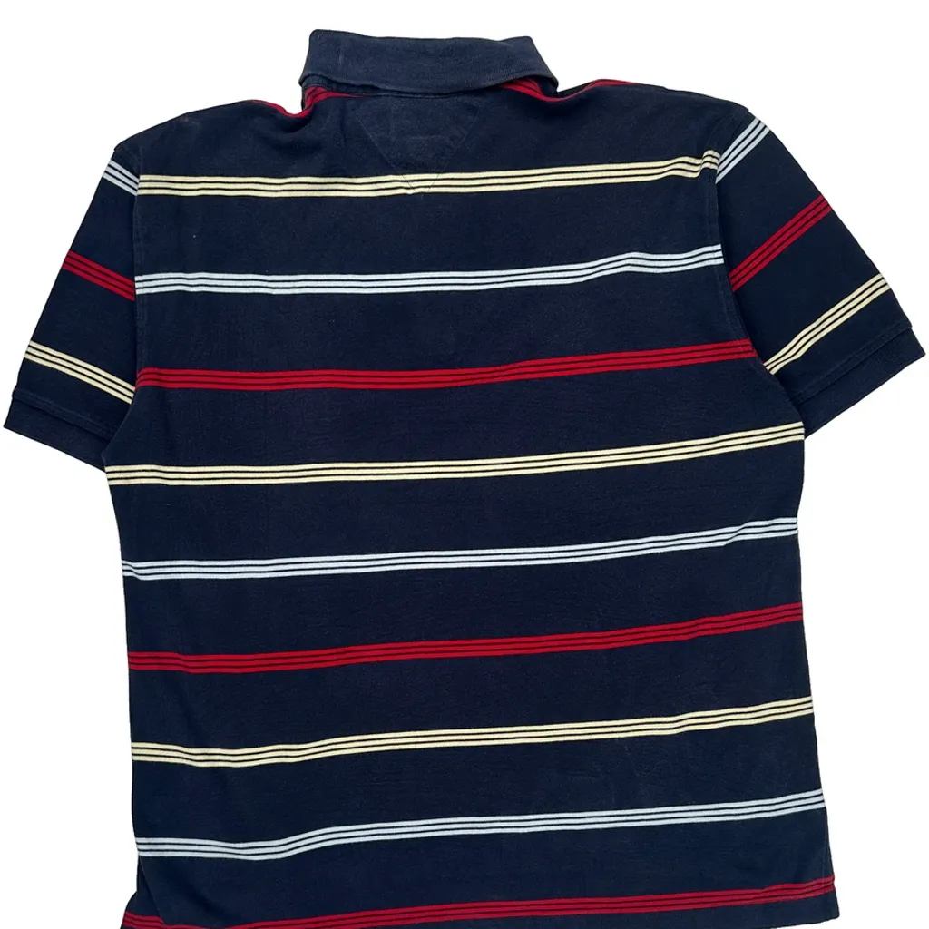 Tommy Hilfiger Striped Polo Shirt - Large Navy Cotton - Image 6