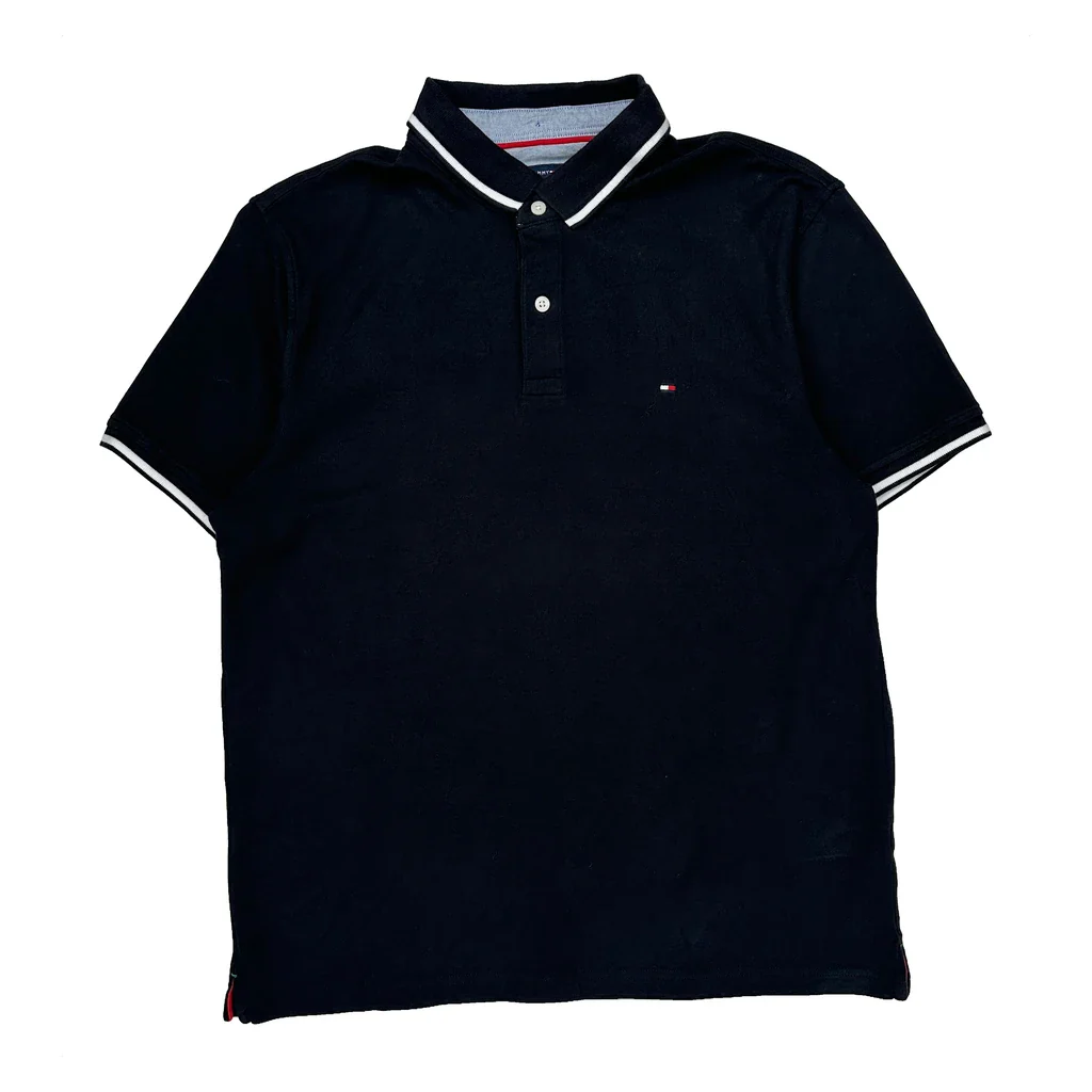 Tommy Hilfiger Polo Shirt - Large Navy Cotton