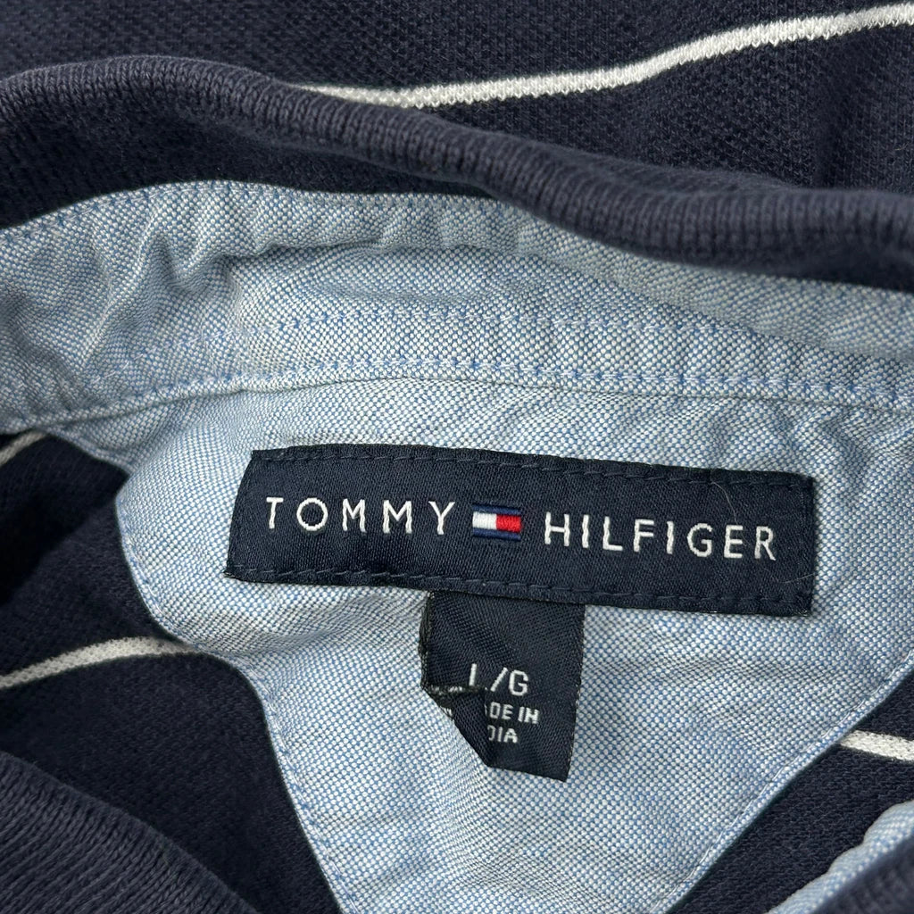 Tommy Hilfiger Striped Polo Shirt - Large Navy Cotton - Image 3