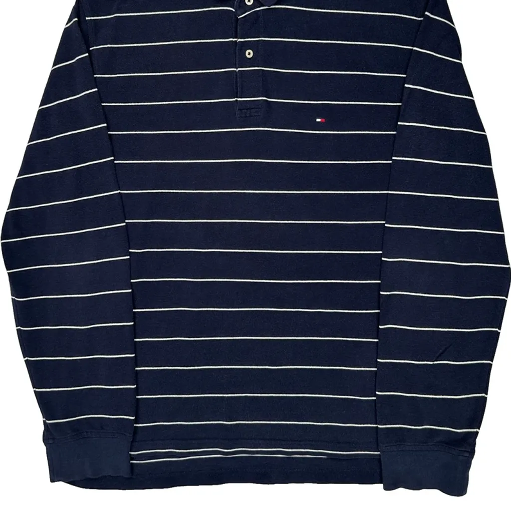 Tommy Hilfiger Striped Polo Shirt - Large Navy Cotton - Image 4