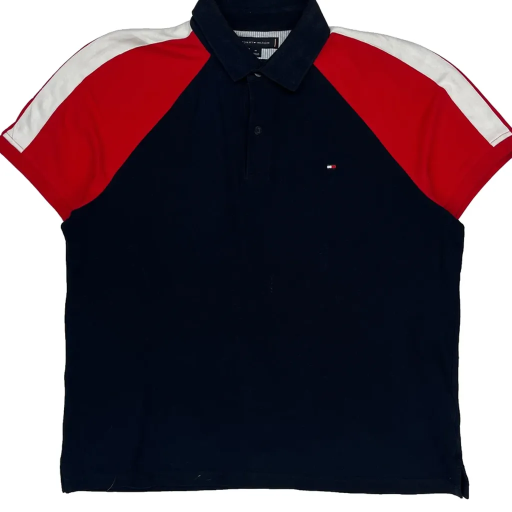 Tommy Hilfiger Striped Polo Shirt - Medium Navy Cotton - Image 4