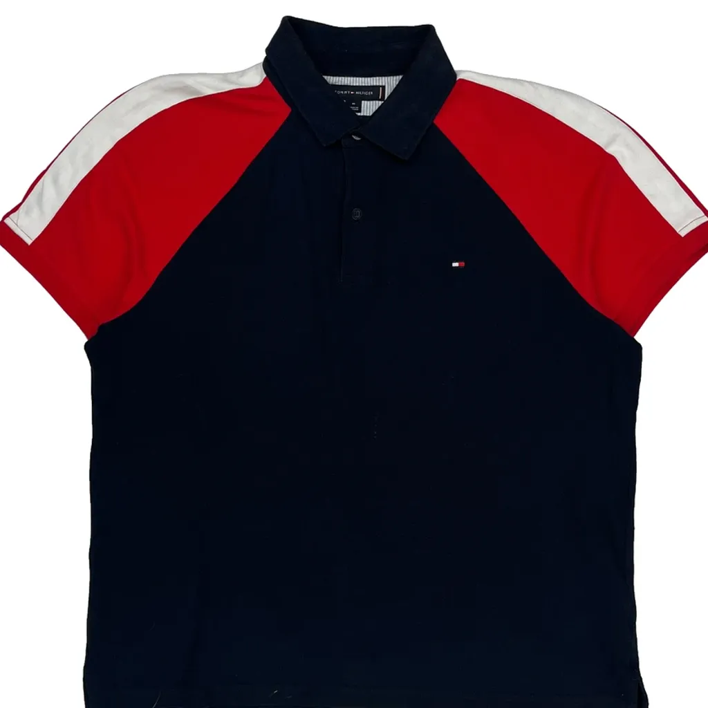 Tommy Hilfiger Striped Polo Shirt - Medium Navy Cotton - Image 5