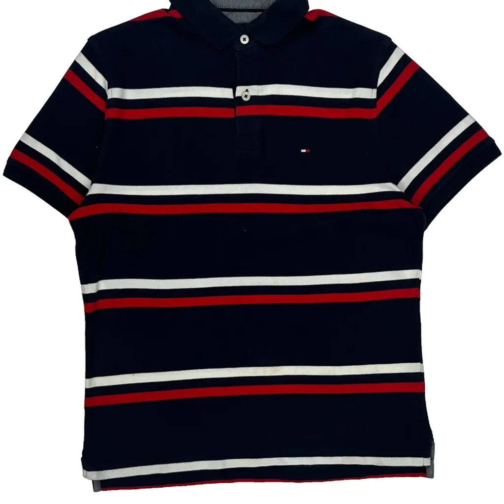 Tommy Hilfiger Striped Polo Shirt - Small Navy Cotton - Image 5