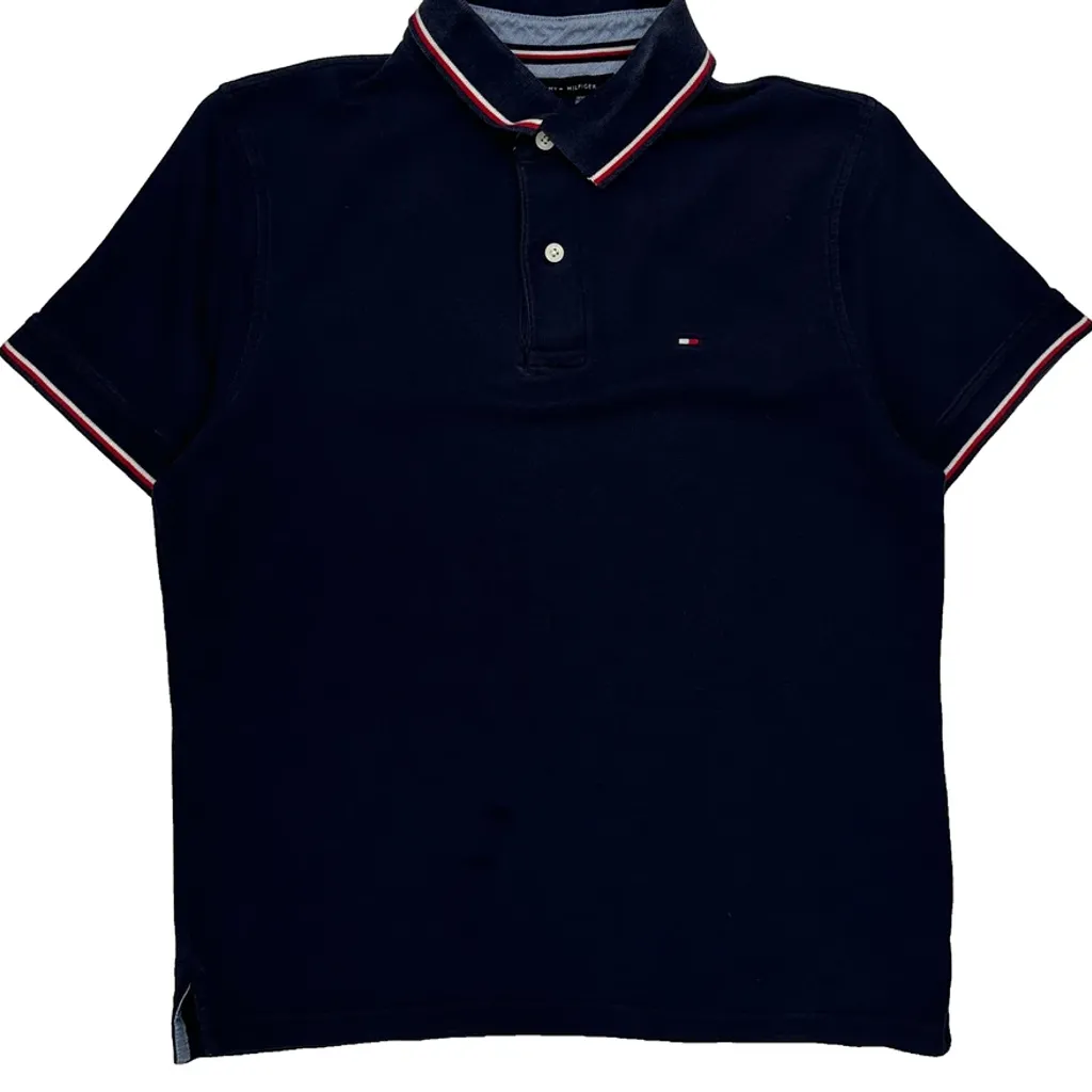 Tommy Hilfiger Striped Polo Shirt - Small Navy Cotton - Image 4