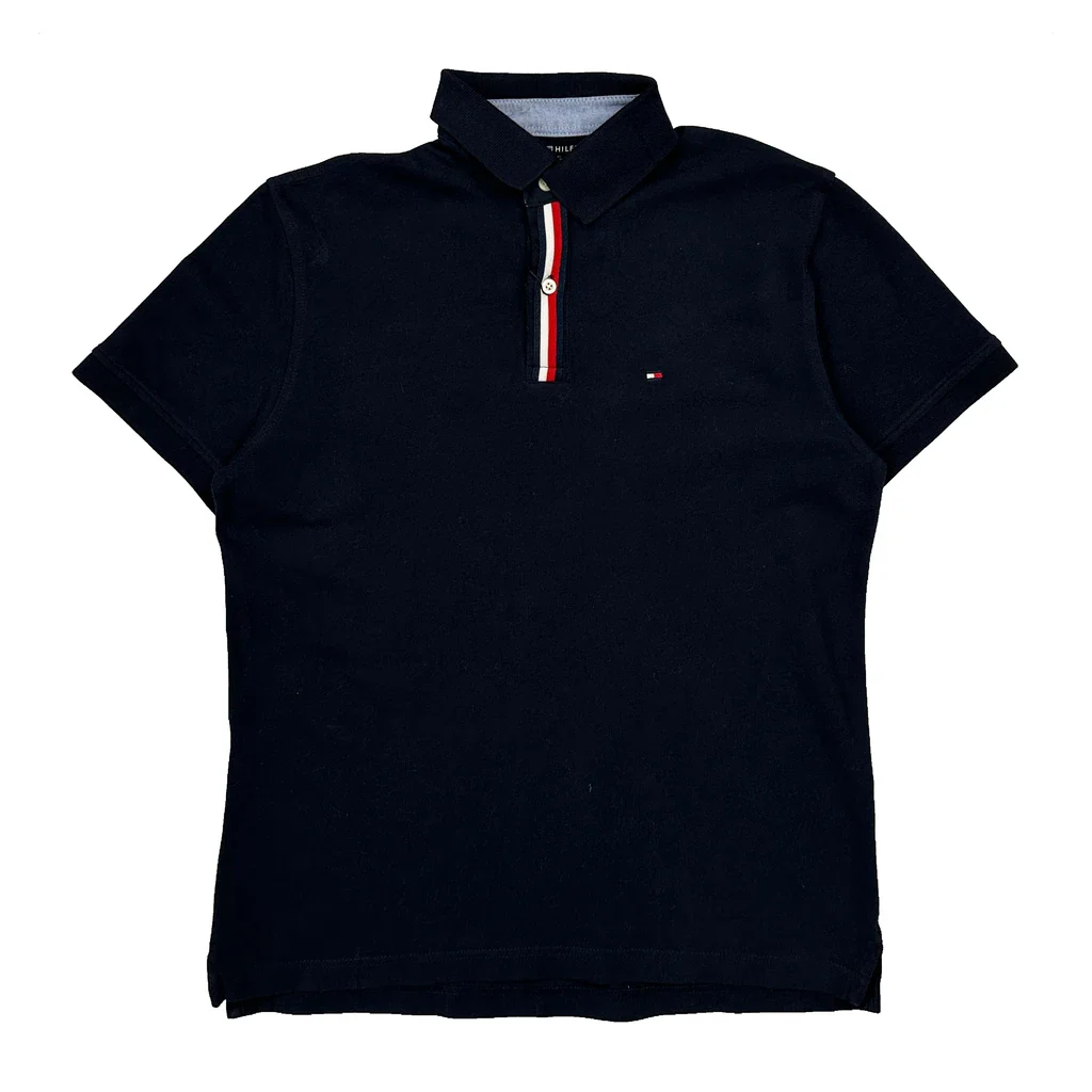 Tommy Hilfiger Polo Shirt - Small Navy Cotton