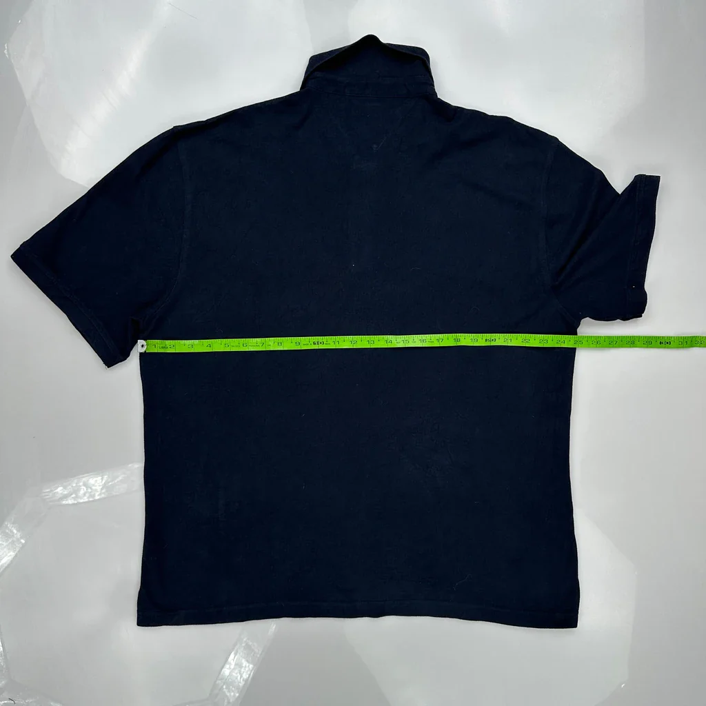 Tommy Hilfiger Spellout Polo Shirt - XL Navy Cotton - Image 3
