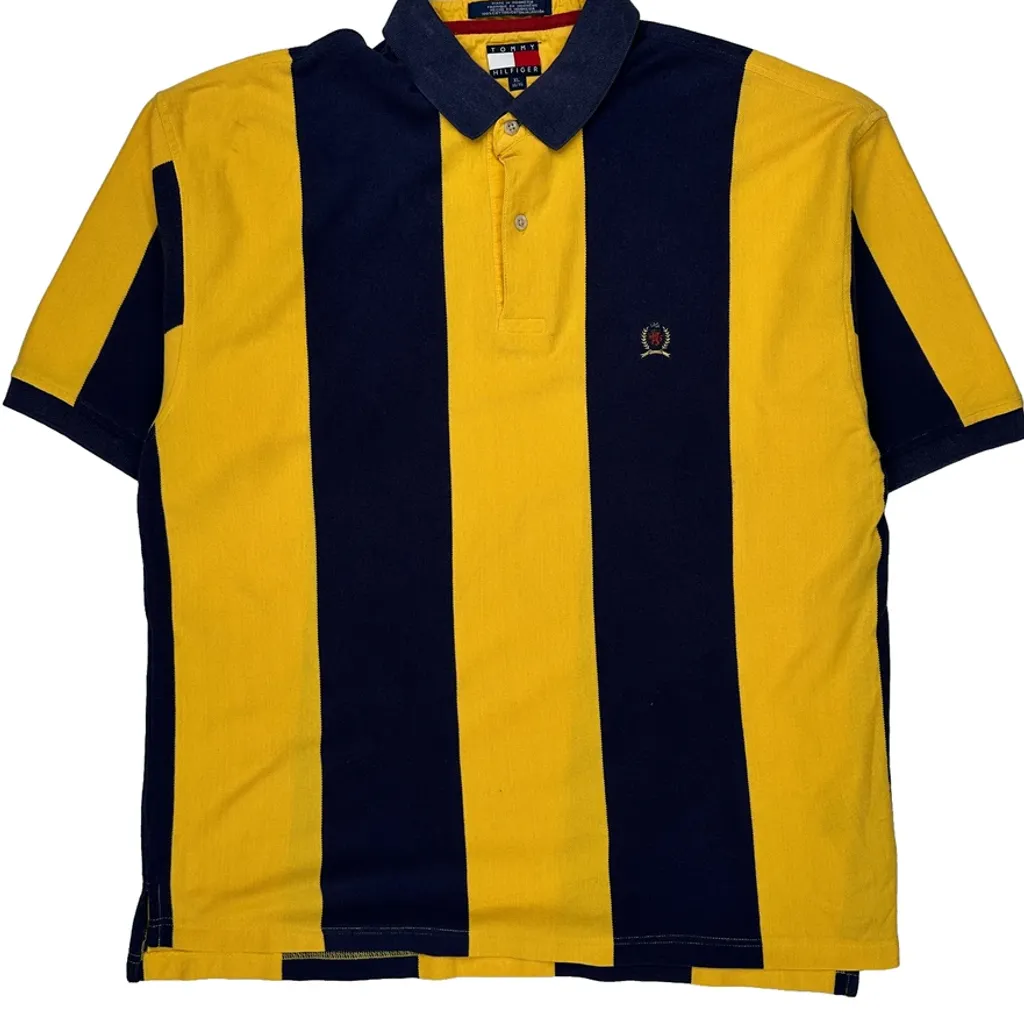 Tommy Hilfiger Striped Polo Shirt - XL Navy Cotton - Image 4