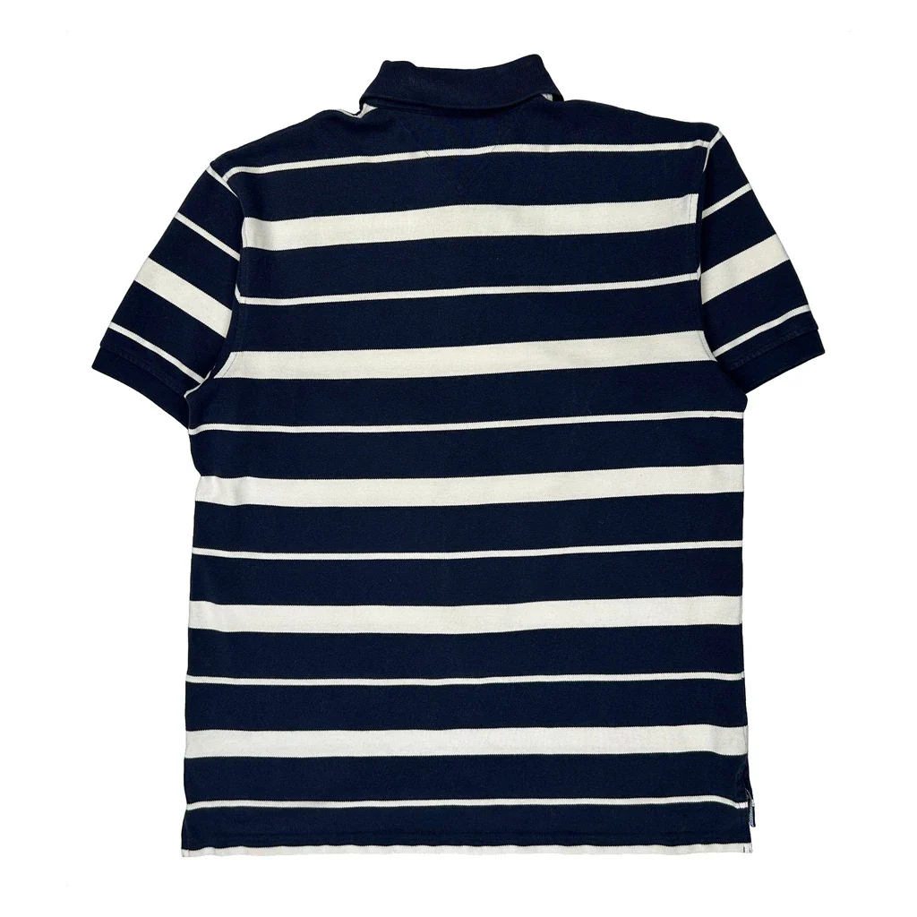 Tommy Hilfiger Striped Polo Shirt - XL Navy Cotton - Image 2