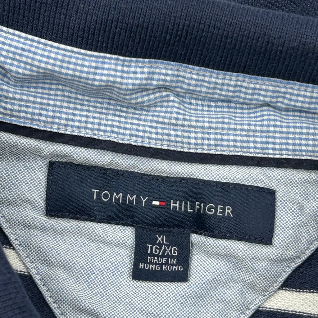 Tommy Hilfiger Striped Polo Shirt - XL Navy Cotton - Image 3
