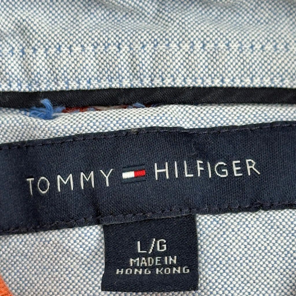 Tommy Hilfiger Striped Polo Shirt - Large Orange Cotton - Image 3