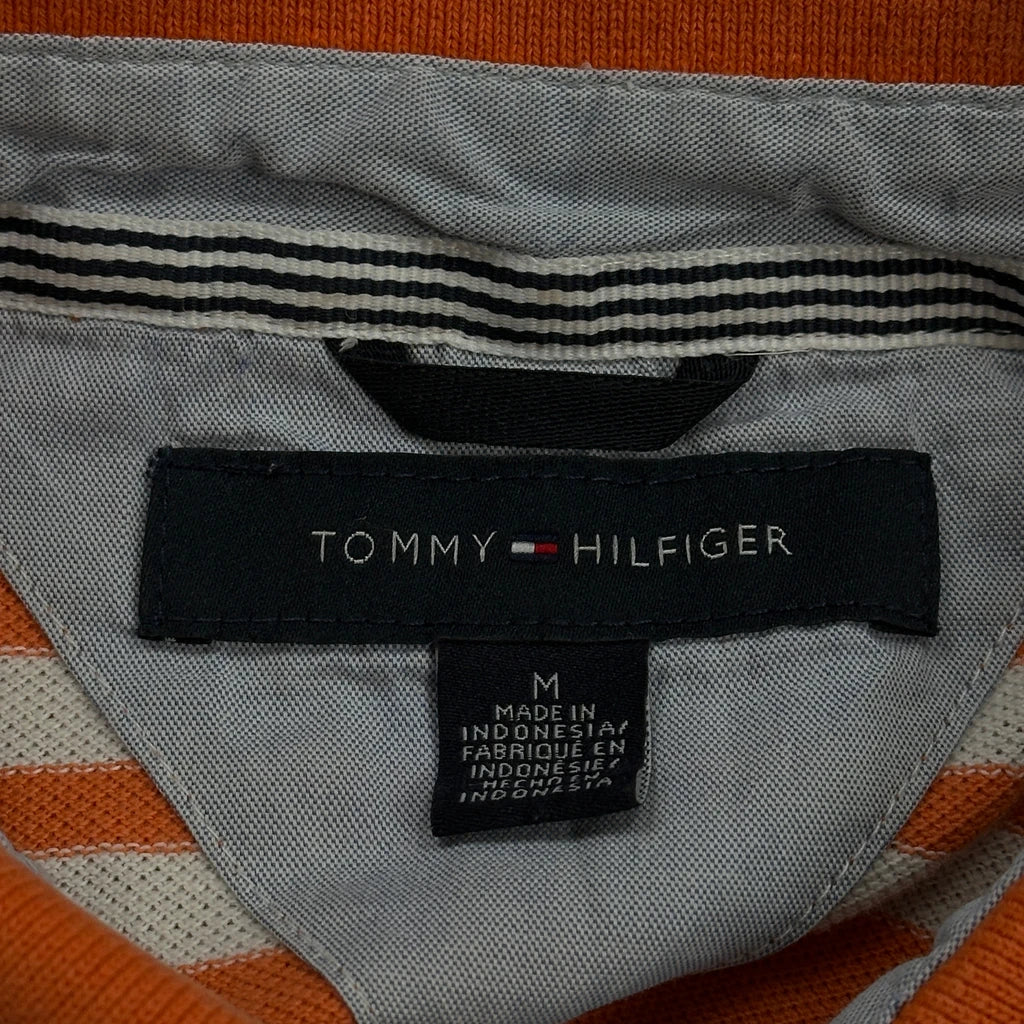 Tommy Hilfiger Striped Polo Shirt - Medium Orange Cotton - Image 3