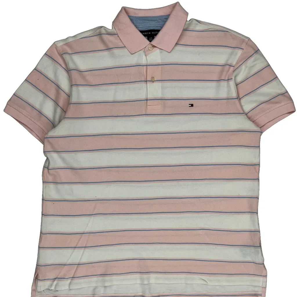 Tommy Hilfiger Striped Polo Shirt - Large Pink Cotton - Image 5