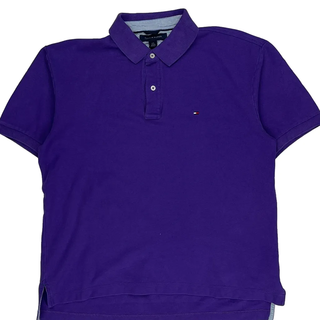 Tommy Hilfiger Polo Shirt - Large Purple Cotton - Image 4