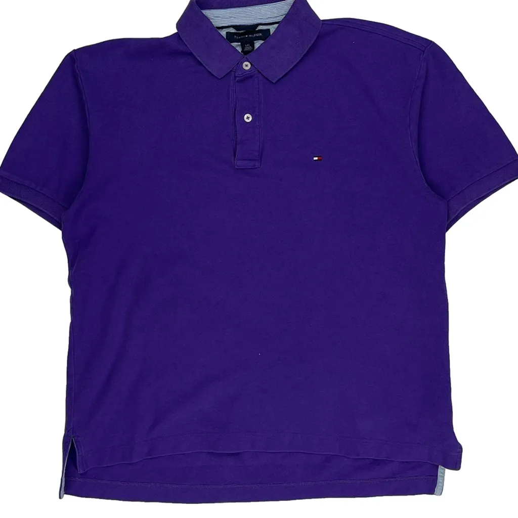 Tommy Hilfiger Polo Shirt - Large Purple Cotton - Image 5