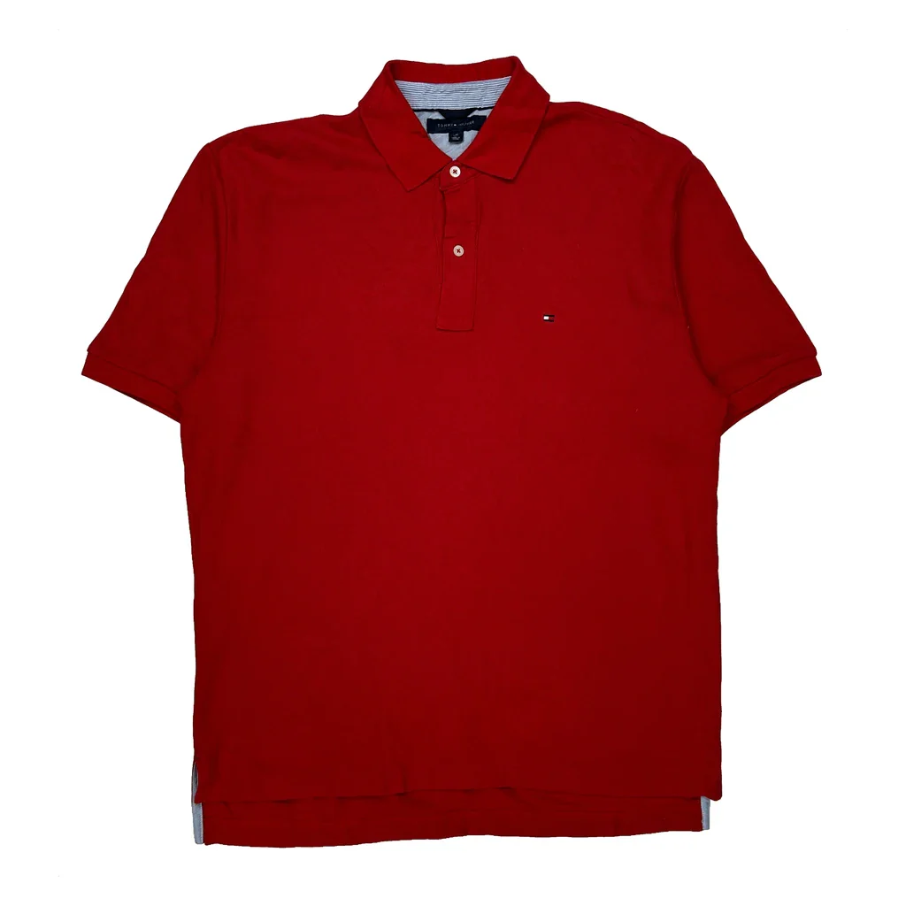 Tommy Hilfiger Polo Shirt - Large Red Cotton