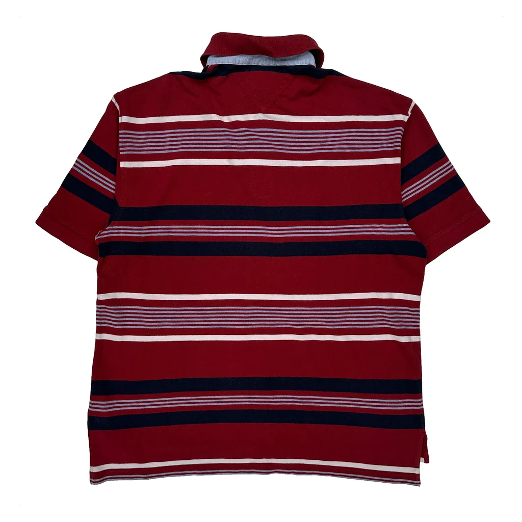 Tommy Hilfiger Striped Polo Shirt - Large Red Cotton - Image 2