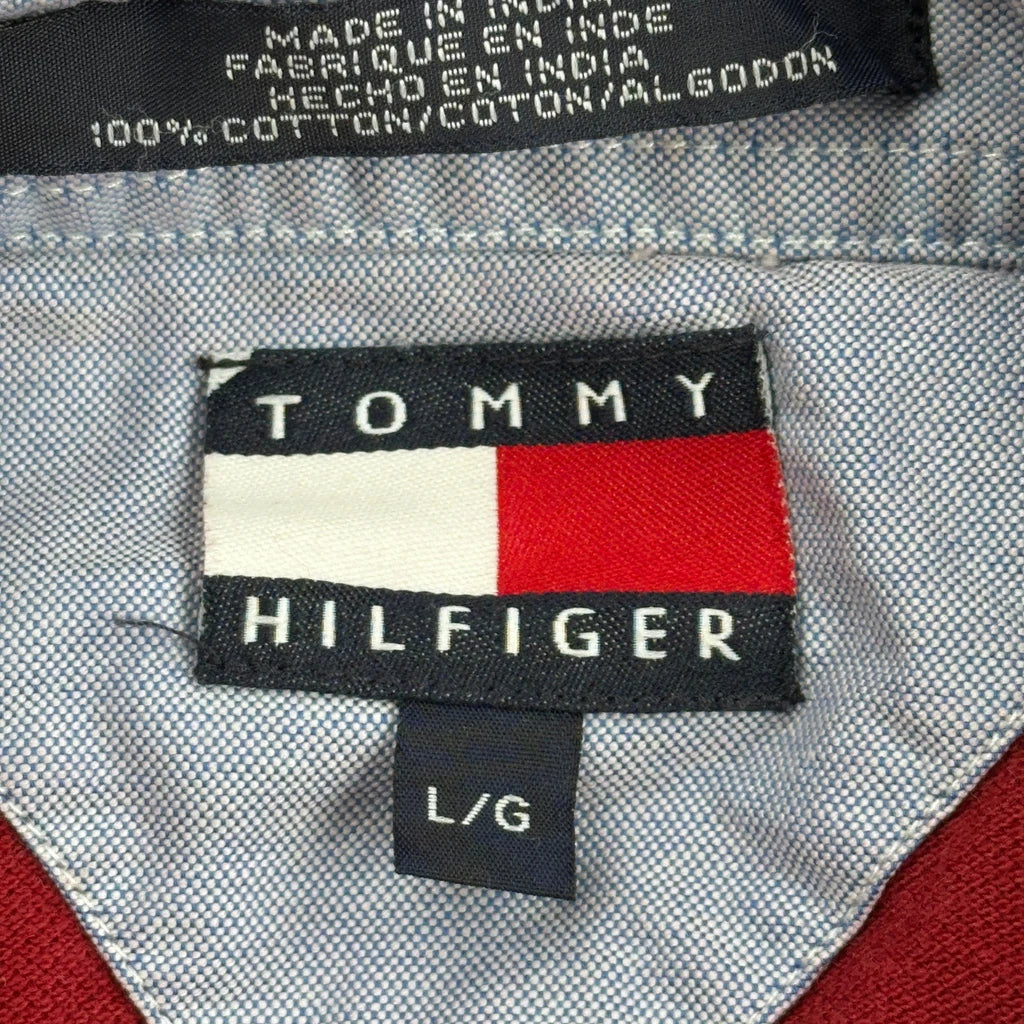 Tommy Hilfiger Striped Polo Shirt - Large Red Cotton - Image 3