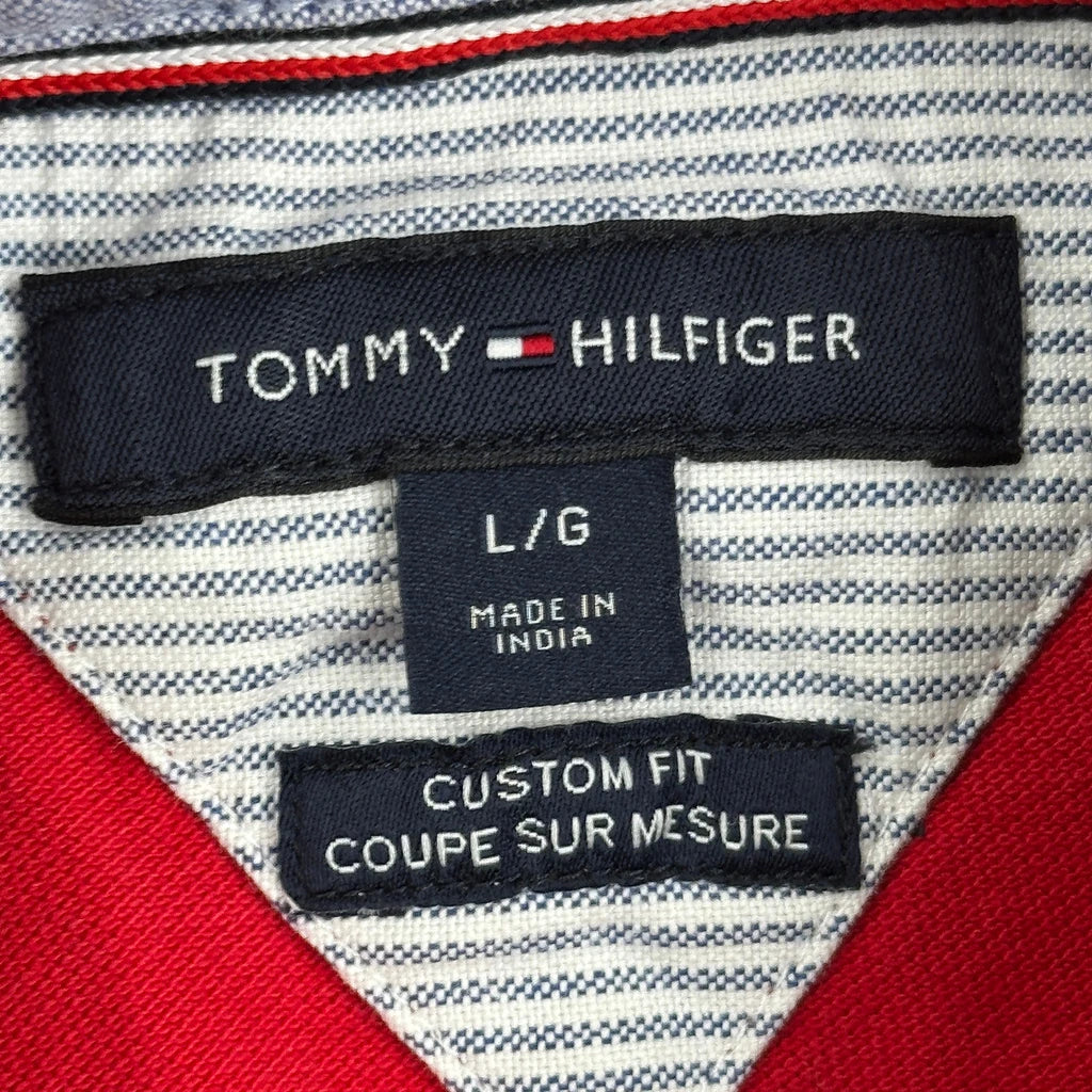 Tommy Hilfiger Striped Polo Shirt - Large Red Cotton - Image 3