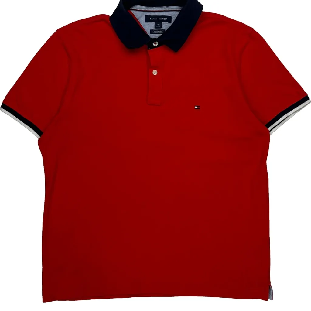 Tommy Hilfiger Polo Shirt - Large Red Cotton - Image 5