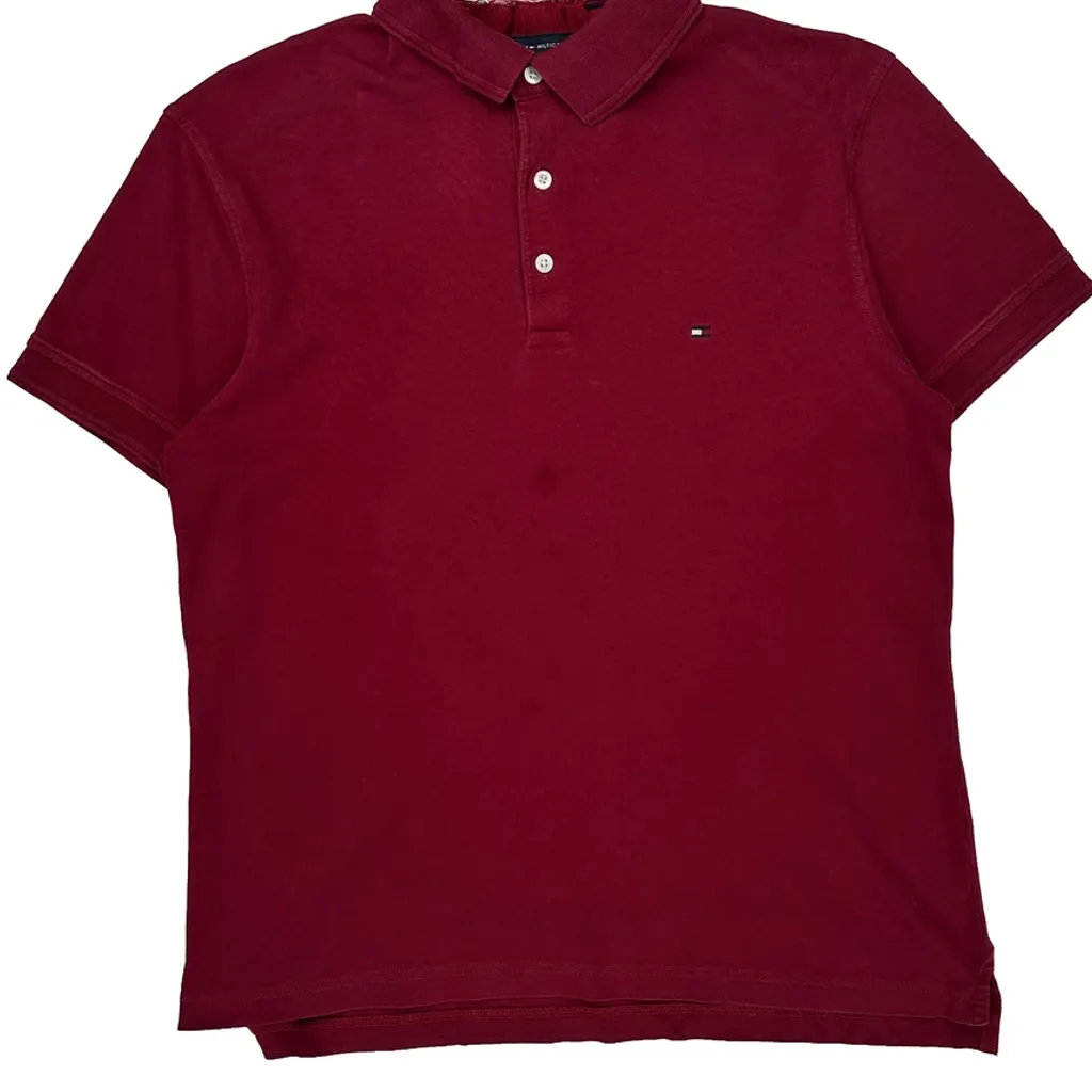 Tommy Hilfiger Slim Fit Polo Shirt - Large Red Cotton - Image 4