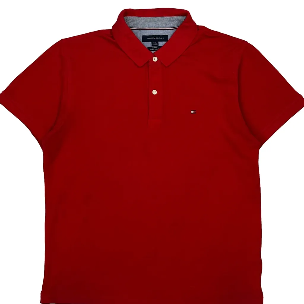 Tommy Hilfiger Slim Fit Polo Shirt - Large Red Cotton - Image 5