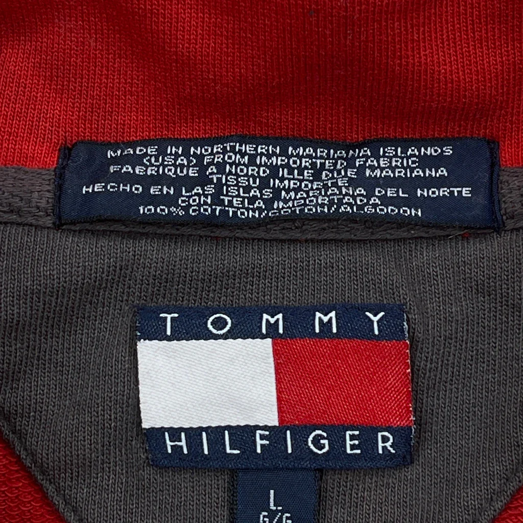 Tommy Hilfiger Zip Polo Shirt - Large Red Cotton - Image 3