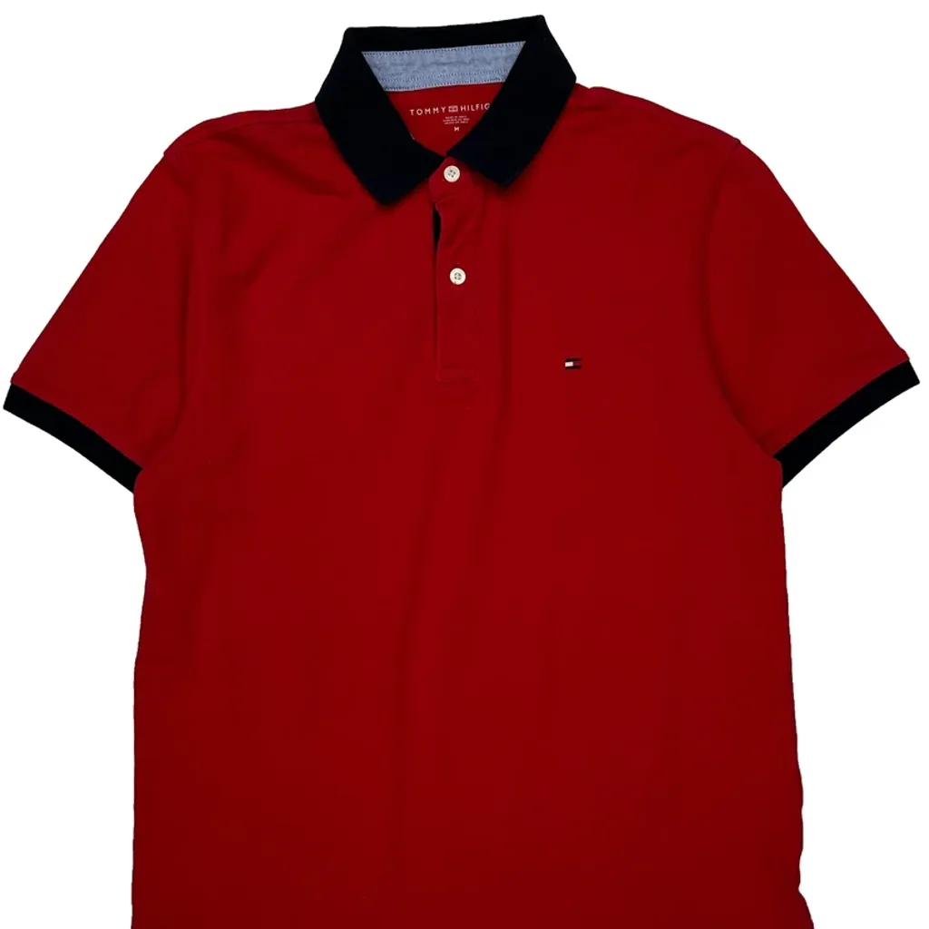 Tommy Hilfiger Polo Shirt - Medium Red Cotton - Image 5