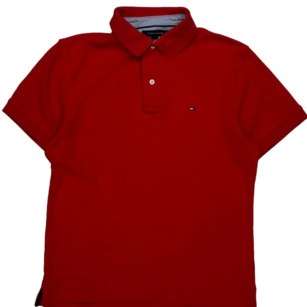Tommy Hilfiger Polo Shirt - Medium Red Cotton - Image 4