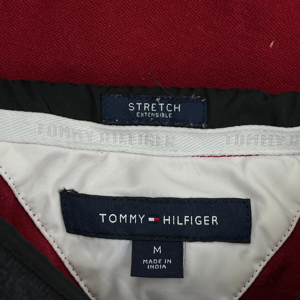 Tommy Hilfiger Striped Polo Shirt - Medium Red Cotton - Image 3