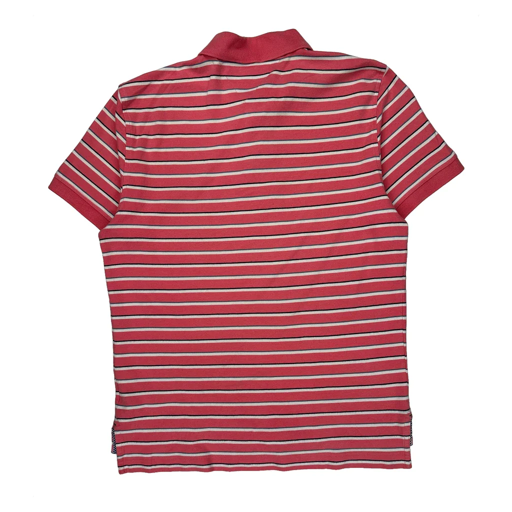 Tommy Hilfiger Striped Polo Shirt - Medium Red Cotton - Image 2