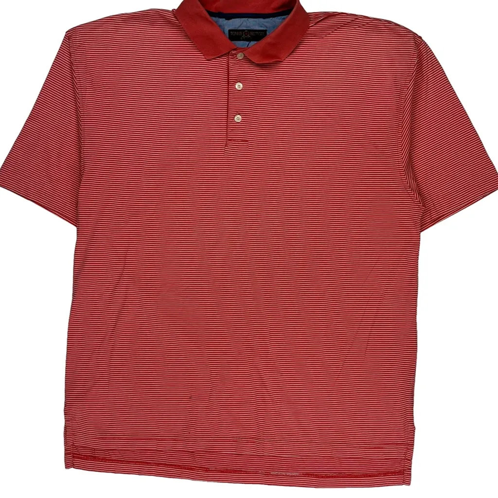 Tommy Hilfiger Striped Polo Shirt - Medium Red Cotton - Image 5